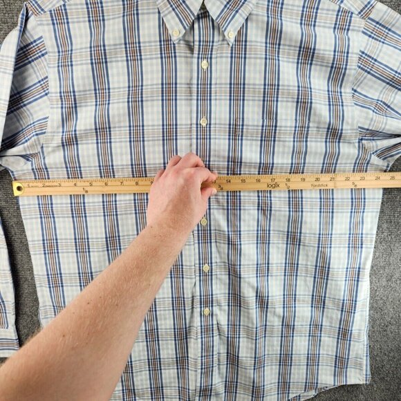 Brooks Brothers Large Blue Brown Plaid Long Sleeve Button Up Shirt Non-iron Men - Picture 13 of 16